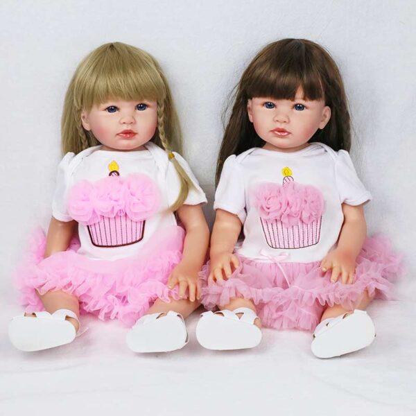 Coppia di Bambole gemelle Reborn Demy ed Emy in silicone 48 cm